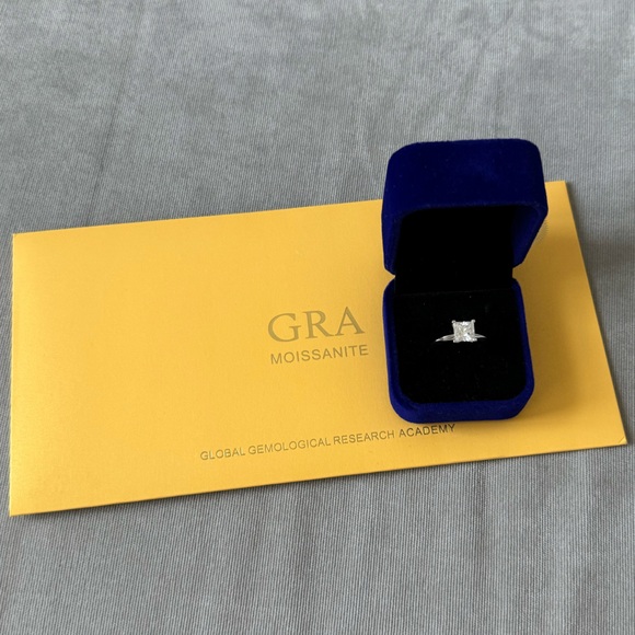 2ct Princess Cut Moissanite White Gold Plated Over Sterling Silver Ring - Picture 2 of 8